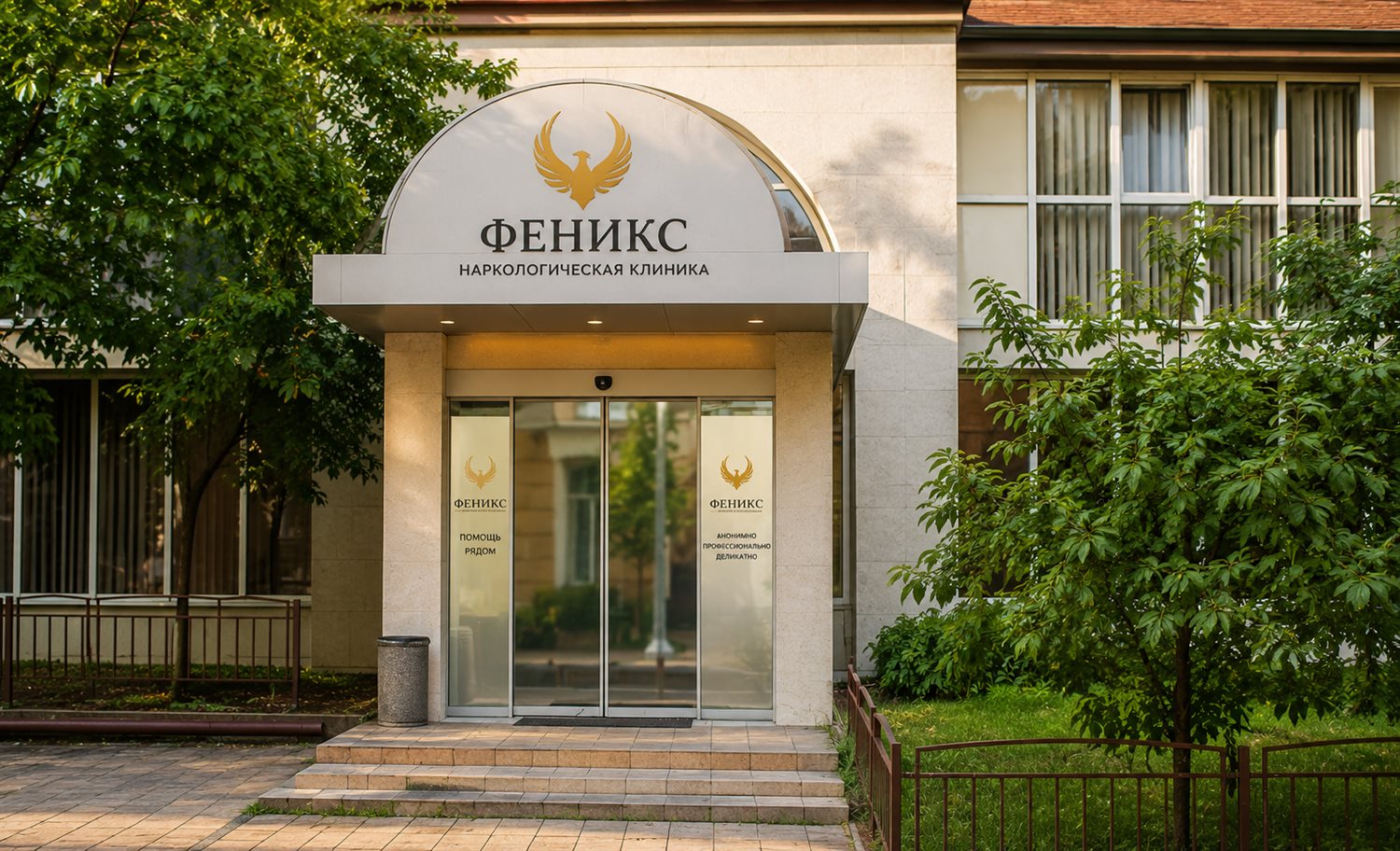 Вход в наркологическую клинику «Феникс» в Фурманове